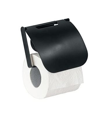 Static-Loc Plus - Porta rotolo di carta igienica con coperchio, Pavia, colore: Nero