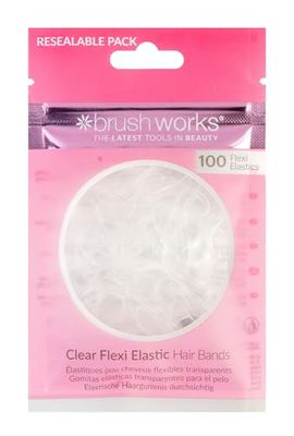 Brushworks Clear Flexi Elastic Hair Bands - 100 Pieces