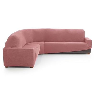 MAXIFUNDAS FUNDAS DE SOFA & CHAISE LONGUE. Corner Sofa Cover Relive Pastel Pink Super Elastic Protective Cover for Corner Sofa