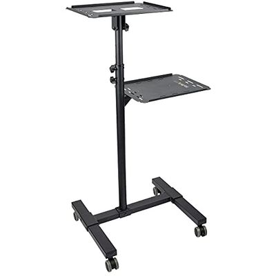 StarTech.com Mobile Projector and Laptop Stand/Cart - Heavy Duty Portable Projector Stand (2 Shelves, hold 22lb/10kg each) - Height Adjustable Rolling Presentation Cart w/Lockable Wheels (ADJPROJCART)