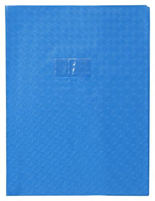 Calligraphe 72412C Un Protège-Cahier Grain Losange Bleu - 24x32 cm - 18/100ème avec Porte-Étiquette - PVC Opaque