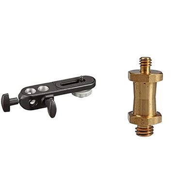Manfrotto 143Bkt Testa A Staffa Per Fotocamera, Attacco Da 1/4, Con Attacco Per Spigot Da 16 Mm, Per Fotografia, In Alluminio, Nero & 037 Codolo Camera Stud 1/4-3/8