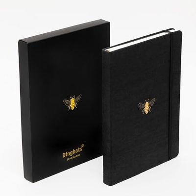 Dingbats* - Pro B5 Dotted Large Notebook with Gift Box - Black Textile Cover, Thread-Bound Journal - Pocket, Elastic Closure, Pen Holder, Bookmark