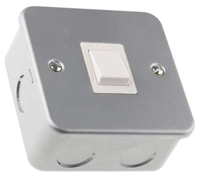 RS PRO Interruttore della luce, montaggio superficiale IP 20, 2 poli, 1 pezzo, 1 via, 20 A, grigio