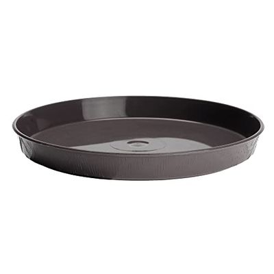 VERDENIA Sottovaso per piante ed erbe aromatiche, in plastica, leggero, stabile, rotondo, in molti colori, struttura in legno, Ø 11 cm, 32 cm, 7244 grafite