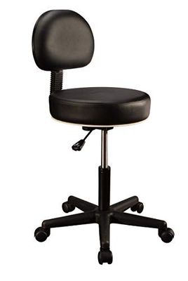 Master Massage Backrest - Sgabello girevole con schienale, altezza regolabile, colore: Nero
