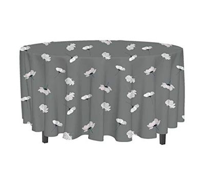 Soleil d'ocre Nappe anti-tâches ronde PETALE gris, Polyester, 180x180 cm