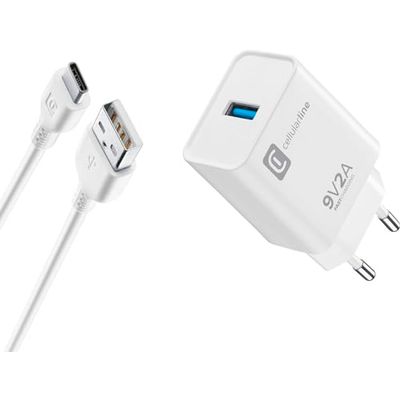 Cellularline ACHHUKITQCTYCK oplader voor mobiele apparatuur Zwart Binnen - Opladers voor mobiele apparatuur (binnen, AC, 1 m, zwart)