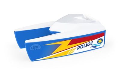 Lena 04713 Boaties Barco de policía Estilo catamarán Aprox. 17 cm, Adecuado para bañera, Interior y Exterior, para niños a Partir de 2 años