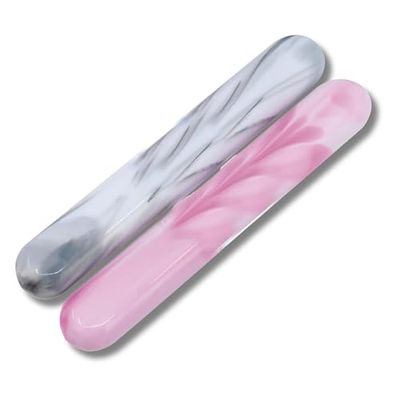 PARENCE - Pack of 2 Toothbrush Cases - Compact, Hygienic and Durable, Perfect for Travel and Daily Use, Multicolored, Marble Effect Plastic