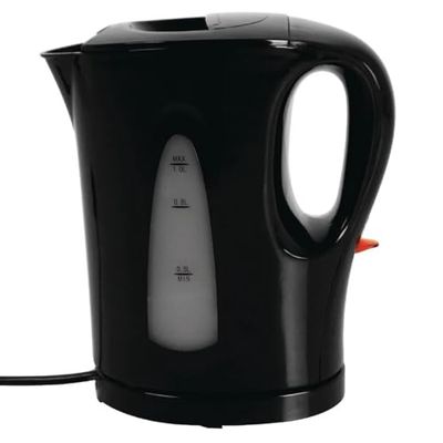 Caterlite 1kW Hotel Room Cordless Electric Kettle 1 Litre, Black, Automatic Cut Off, Overheat Protection, Holiday Let Appliance, CJ886