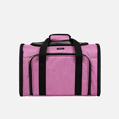 Wouapy Transport Koty Psy dla Podróży Camping Adventure, Duży (45x25cm, Różowy). Rozszerzalna oddychająca torba transportowa dla małych zwierząt domowych Wygodne Wentylowany miękki worek transportowy.