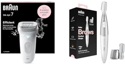 Braun Silk-épil 7 Depilatore Donna, Epilatore Elettrico Donna + Braun Mini Rifinitore Di Precisione FG1106 Per Sopracciglia e Linea Bikini