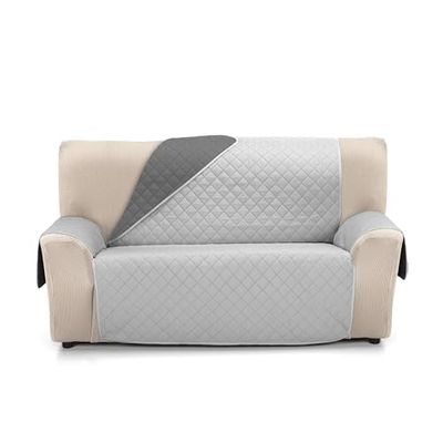 Martina Home Quilted Sofa Cover Reversible Amber 3 Seater Grey Anthracite