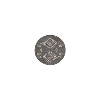 Safavieh Geometrisk matta för vardagsrum, matsal, sovrum – Kilim Collection, kort lugg, svart och elfenben, 90 x 90 cm