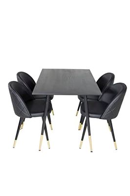 Venture Home GR20006 Dipp & Velvet Gastronomía Mesa con 4 Sillas, 120 cm Longitud x 85 cm Anchura x 75 cm Altura, Negro