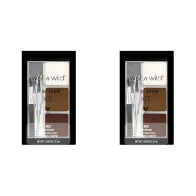 wet n wild - ULTIMATE BROW KIT - Redessinez vos sourcils avec précision - Teinte Ash Brown - 100% Cruelty Free - Produit Vegan (Lot de 2)