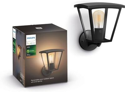 Philips Hue Inara White Smart Light Wall Lantern. (Black) for Outdoor Smart Home Lighting, Patio, Terrace and Garden