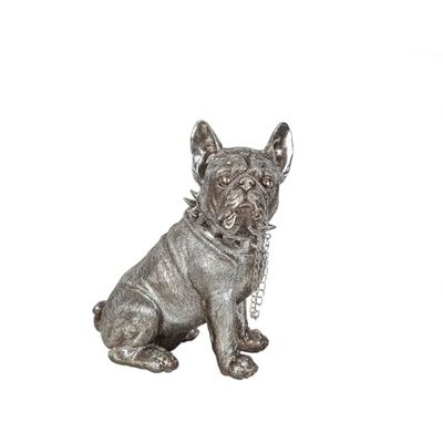 Romimex Decoratief figuur, zilverkleurig, hars, hond, 24 x 29 x 17 cm