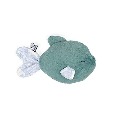 KALOO - Petit Calme - Peluche Tranquillizzante per Neonati - Pesce Verde 25 cm - Effetto Termico Caldo o Freddo - Materiale Molto Morbido - Sfoderabile - dalla Nascita, K970703
