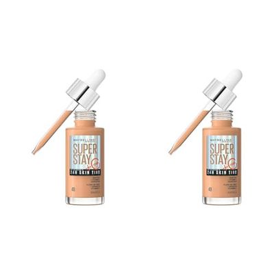 Maybelline Super Stay Skin Tint Foundation, With Vitamin C*, Foundation and Skincare, Long-Lasting up to 24H, Vegan Formula, Shade 48 (Pack of 2)