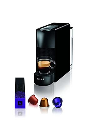 Nespresso Krups Cafetera de cápsulas, Cafetera espresso compacta, 2 tamaños de tazas, Apagado automático, Essenza Mini negro YY2910FD