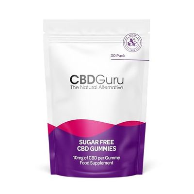 CBD Guru Sugar Free CBD Gummies 10mg 30 Pack - Mixed Fruit Flavour Broad Spectrum CBD Gummy Bears for Sleep & Anxiety Support, 600mg Total CBD Supplement