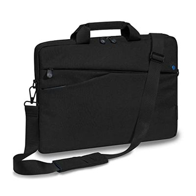 PEDEA Sacoche pour ordinateur portable Fashion Sacoche pour notebook jusqu'à 15,6 pouces (39,6 cm) avec bandoulière rembourrée, noir/bleu