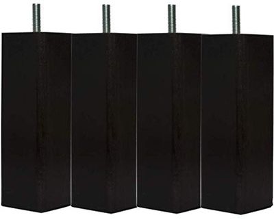 Margot Douceur escandinava quadrado, Conjunto de 4 pernas para estrado de madeira, 7 x 7 x 23 cm, madeira, preto, 7 x 7 x 23 cm