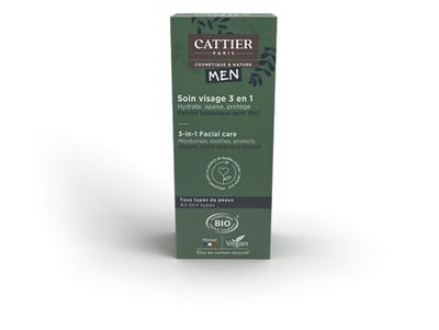 Cattier Män - 3 i 1 ekologisk ansiktsvård för män - alla hudtyper - 50 ml