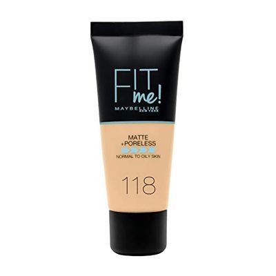 Maybelline New York Fit Me Matte+Poreless Fondotinta Opacizzante, 118 Light Beige