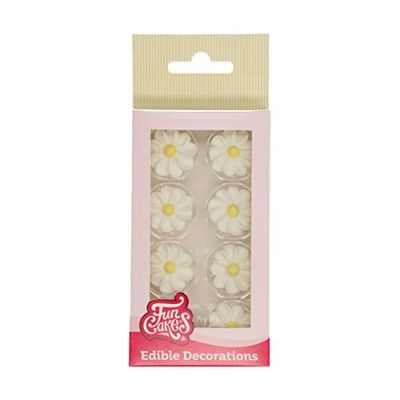 FunCakes Decorazioni di Zucchero Margherite Bianche, Pronte all'Uso per la Decorazione di Torte, Perfette per Cupcake, Muffin e Altro, Set e 16