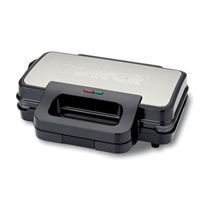 Tower T27031 Deep Filled Sandwich Maker with Non-Stick Coated Plate and Automatic Temperature Control, 900W, Stainless Steel