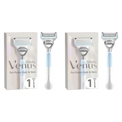Gillette Venus Women's Razor + 1 Razor Blade Refill with Precision Trimmer, Designed for Pubic Hair & Skin (Pack of 2)