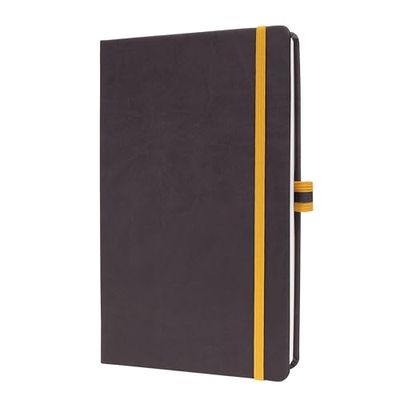 SIGEL LS106 Notebook, A5, Squared, hardcover - Ideal as a Diary, Bullet Journal, idea Book, Writing Book - 176 Pages, Dark Gray/Yellow - Linsescape