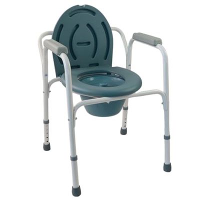 Mobiclinic®, Chaise Percée, Réglable en 5 Hauteurs, Arroyo, avec Couvercle, Seau Amovible, Embouts Antidérapants, Accoudoirs, Supporte Jusqu'à 100 kg, Pot, Acier