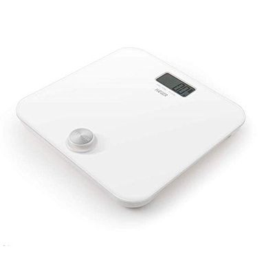 HAEGER U-POWER - Báscula de baño Digital, Tecnologia sin pilas: Pulse el botón para generar energía, Capacidad de 180kg, pantalla LCD de grandes dimensiones, apagado automático