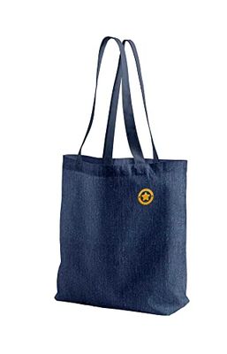 Green Fish Denim Sac Fourre-Tout Imprimé, Sac D'épicerie Réutilisable, Sac a Provisions, Lavable En Machine, Pliable, Sac à Main en Jean avec Poignées, 40x55 Cm