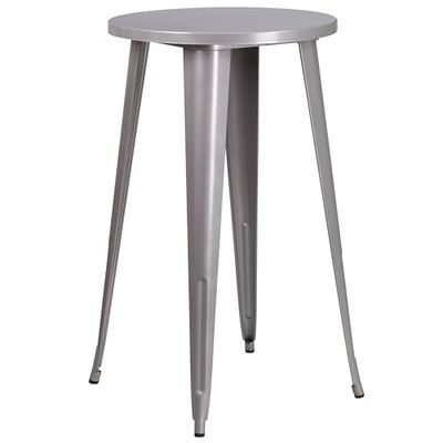 Flash móveis 24" redondo metal Indoor-Outdoor bar altura mesa, metal, prateado, 101,6 x 66,0400000000000000000000006 x 12,7 cm