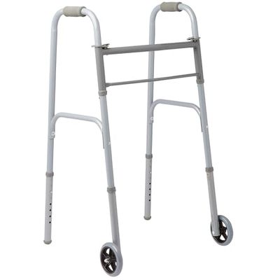 Medline Easy Care Two-Button Folding Walkers with 5" Wheels