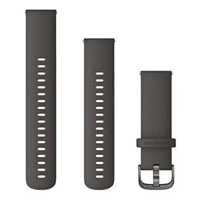 GARMIN Quick Release Horlogebandje, Siliconen, 18 mm, Grijs met Leigrijze Sluiting