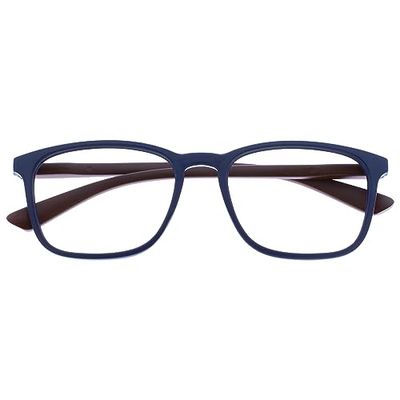 OPULIZE Max Reading Glasses - Classic Large Rectangular Frame - Matt Navy Blue with Maroon Arms - Men's Women's Unisex - Spring Hinges - R78-3 - +3.00