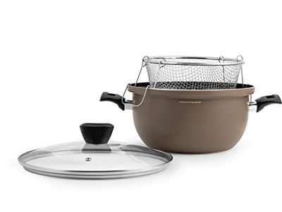 H&h friggitrice antiaderente, con coperchio e cestello, 26cm