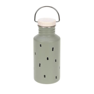 LÄSSIG Gourde en acier inoxydable pour enfants Gourde avec Sport Cup 500 ml anti-fuite/Bottle Stainless Steel Happy Prints light olive
