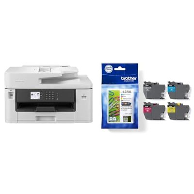 Brother MFCJ5340DW Stampante multifunzione inkjet a colori con stampa A3 da cassetto e da bypass, automatica fronte retro A4, rete wireless e cablata, bianco & Cartucce originali LC-422XLVAL