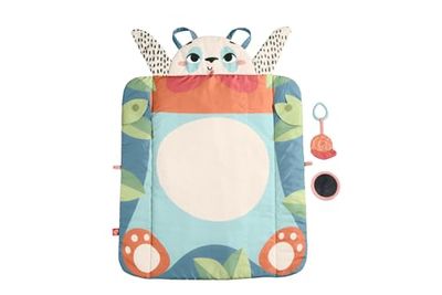 Fisher-Price-aktivitetsmatta för baby, Planet Friends Roly-Poly Panda med två leksaker för lek på mage, HKD65