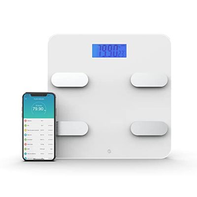 WottoCare - Bilancia Pesapersone Digitale Smart | Controllo del Peso e Display Digitale | 18 Misure Essenziali | Multi-User Capable | Sincronizzazione e Compatibilità | Bianco | Vetro Temperato.