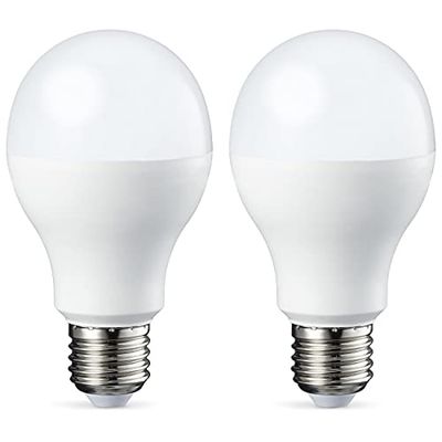 Amazon Basics Lâmpada LED esférica E27, 14 W (equivalente a 100 W), branco quente, regulável - 2 unidades