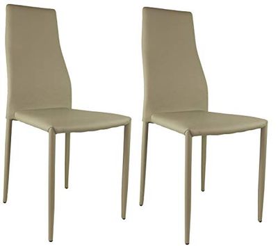 KONTE.DESIGN Set di 2 sedie DOWNTOWN in ecopelle, Tortora, 56x42x94 cm