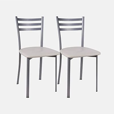 Dmora Set di 2 Sedie Moderne in Ecopelle, per Sala da Pranzo, Cucina o Salotto, 47x42h84, Seduta h cm 45, Colore Bianco